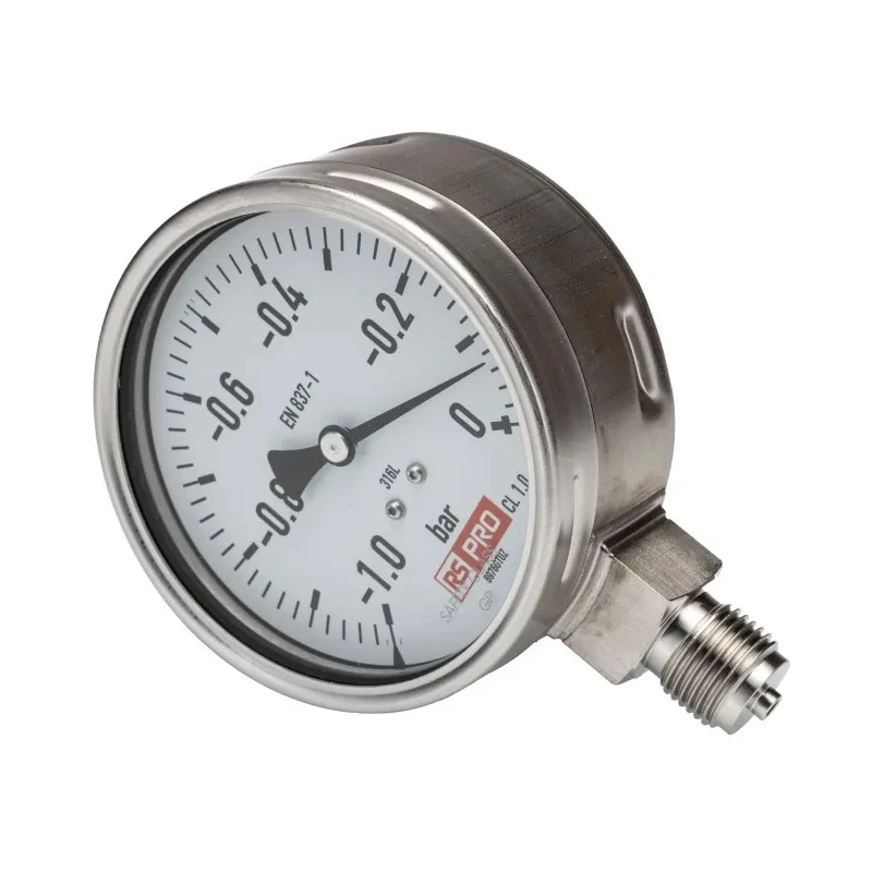 RS PRO 100 mm Stainless Steel Case Pressure Gauge G 1/2 Connection, ±1% Accuracy, 0 Bar Maximum Pressure 257-8381