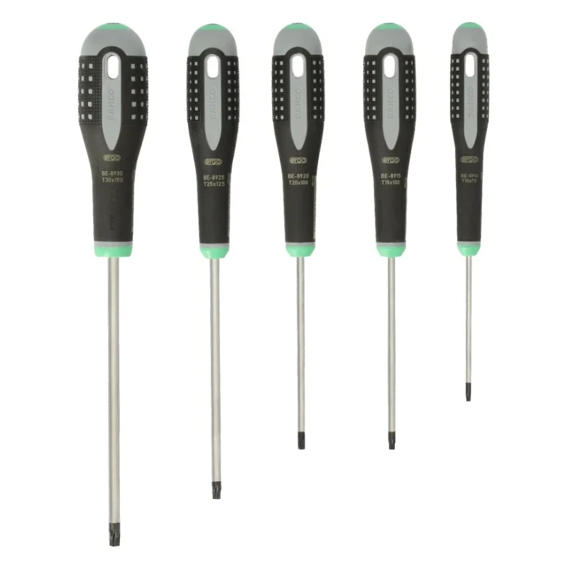 Bahco Torx Standard Screwdriver Set 5-Piece, Tip Sizes T10 T15 T20 T25 T30, Hand Tools BE-9885