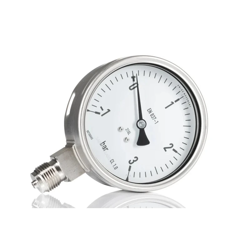 RS PRO 100 mm G 1/2 Pressure Gauge 3 bar Stainless Steel Case Bottom Entry Accuracy ±1 % 60°C Max Operating 258-2324