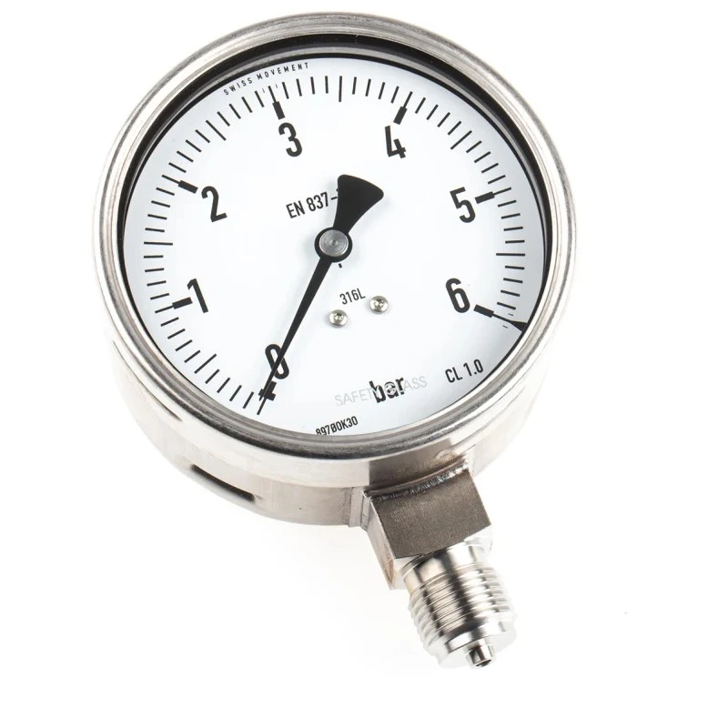 RS PRO 100 mm G 1/2 Stainless Steel Pressure Gauge, 6 bar, Bottom Entry, ±1% Accuracy 258-2368