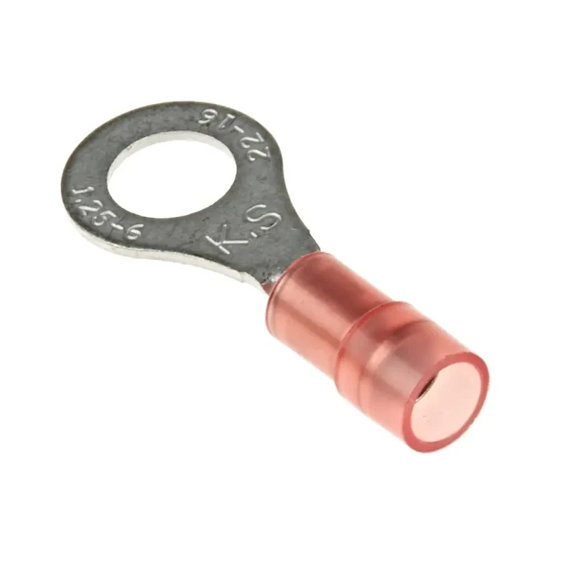 RS PRO Insulated Ring Terminal M6 Stud Size 22 AWG to 16 AWG Wire Size Nylon Insulation Red 267-3593