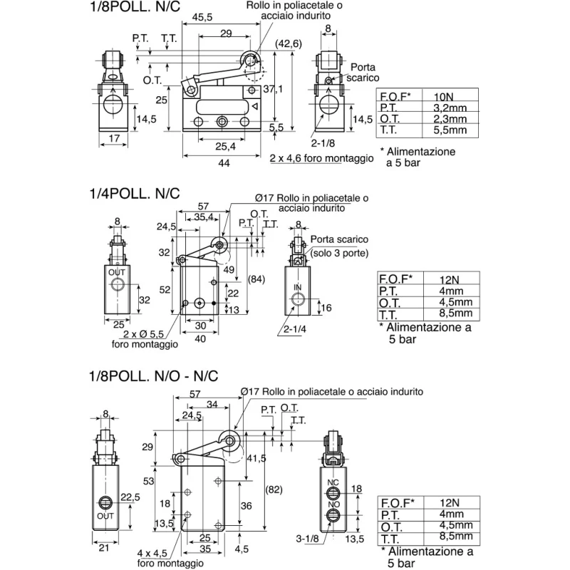 SMC Roller Lever Pneumatic Manual Control Valve VM400 Series Rc 1/8 Thread Aluminium Alloy Body VM430-01-01