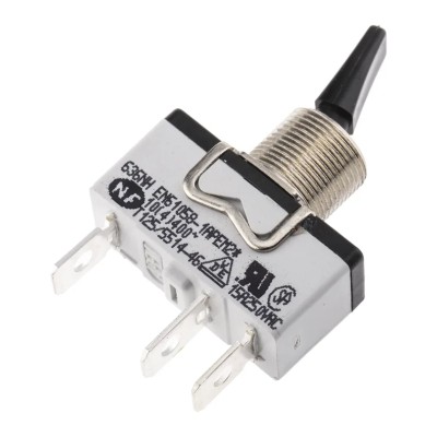 APEM Toggle Switch Panel Mount On-On SPST Tab Terminal 24V DC 250V AC 636NH/2