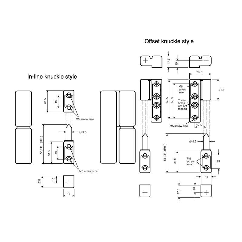 Southco Zinc Barrel Hinge, Chrome Plated, Black Powder Coated, Polished Satin Chrome Finish 96-50-510-50