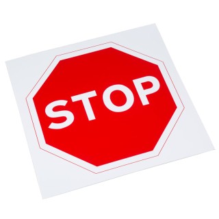 RS PRO Plastic STOP Road Traffic Sign 450mm Height 450mm Width Black Red Symbol 261-1006