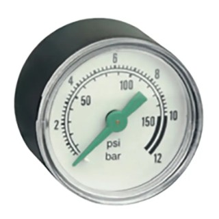EMERSON ? ASCO 40 mm 1/8 in NPT Back Entry Pressure Gauge 10 bar 34300014
