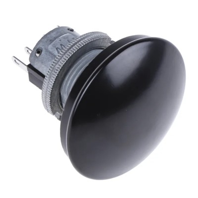 ITW Switches 76-94 Series Push Button Switch, Panel Mount, 22 mm Cutout, Black Mushroom Style, SPDT, IP67 76-9440/439088B