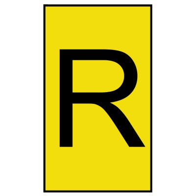 HellermannTyton Ovalgrip Slide-On Pre-Printed Black "R" Cable Marker, Yellow Polyolefin, 1.7 to 3.6 mm Cable 901-10162