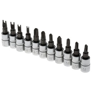 RS PRO 11-Piece 1/4 in Bit Socket Set Chrome Vanadium Steel Chrome Finish 262-0202