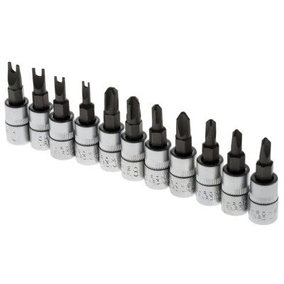 RS PRO 11-Piece 1/4 in Bit Socket Set Chrome Vanadium Steel Chrome Finish 262-0202