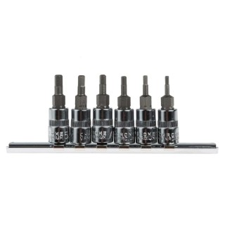 RS PRO 6-Piece 1/4 in Hexagon Socket Set Chrome Molybdenum Vanadium Steel Bits Chrome Vanadium Steel Socket Body 262-0218