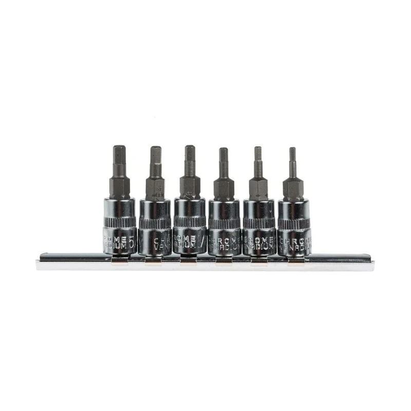 RS PRO 6-Piece 1/4 in Hexagon Socket Set Chrome Molybdenum Vanadium Steel Bits Chrome Vanadium Steel Socket Body 262-0218