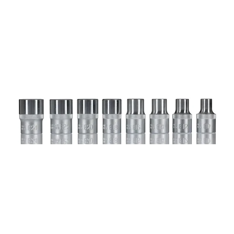 RS PRO 8-Piece 1/2 in Standard Socket Set Chrome Vanadium Steel Chrome Finish 262-0252