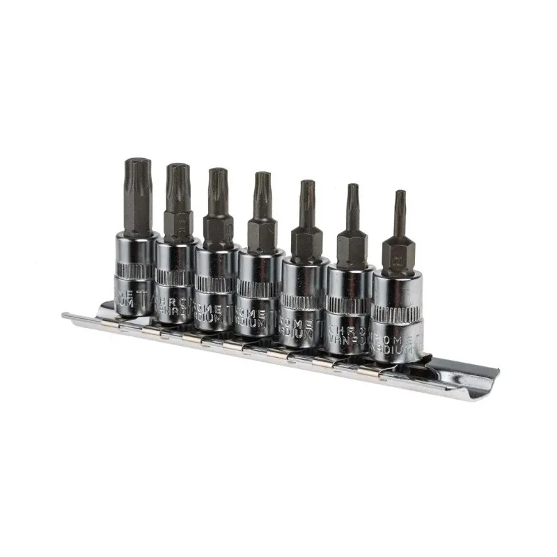 RS PRO 7-Piece 1/4 in Torx Socket Set Chrome Finish S2 Steel 262-0268