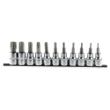 RS PRO 11-Piece 3/8 in Torx Socket Set, S2 Steel, T8 to T60, Square Drive 262-0274