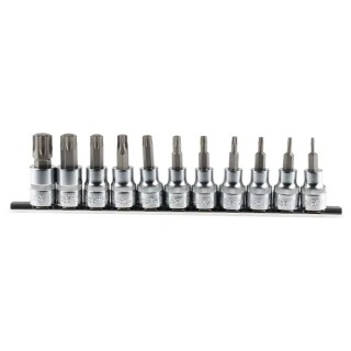 RS PRO 11-Piece 3/8 in Torx Socket Set, S2 Steel, T8 to T60, Square Drive 262-0274