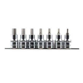 RS PRO 7-Piece 1/2 in Hexagon Socket Set Chrome Vanadium Steel Chrome Finish 262-0325