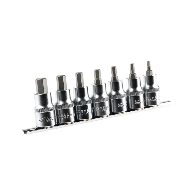 RS PRO 7-Piece 1/2 in Hexagon Socket Set Chrome Vanadium Steel Chrome Finish 262-0325