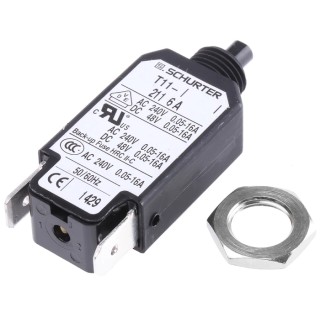 Schurter Thermal Circuit Breaker 6A Current Rating 1-Pole Panel Mount 240VAC 48VDC 4400.005