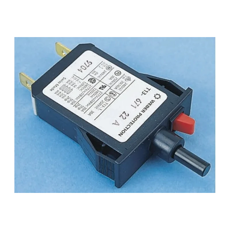 Schurter T13 Thermal Circuit Breaker 1A Current Rating 1-Pole Panel Mount 240V AC 28V DC 400A Breaking Capacity 4411.0129
