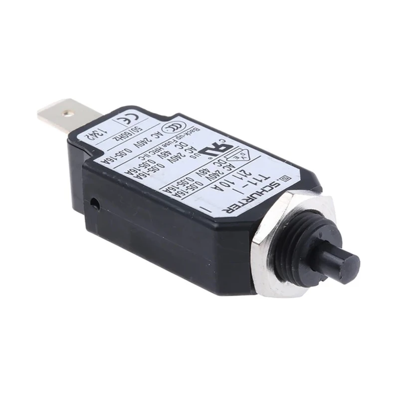 Schurter T11 Thermal Circuit Breaker Panel Mount 10A 1-Pole 240V AC 48V DC 6.5A Breaking Capacity 4400.0003