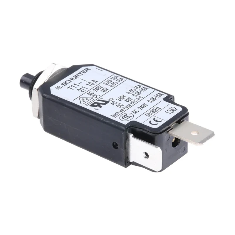 Schurter T11 Thermal Circuit Breaker Panel Mount 10A 1-Pole 240V AC 48V DC 6.5A Breaking Capacity 4400.0003