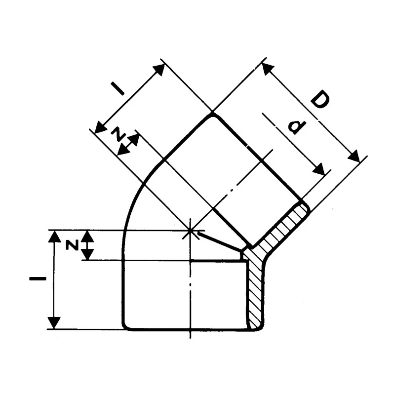 Georg Fischer Plastic Pipe Fitting 45° Elbow PVC-C Material, 16 bar Pressure, 30 mm Length 723 150 108