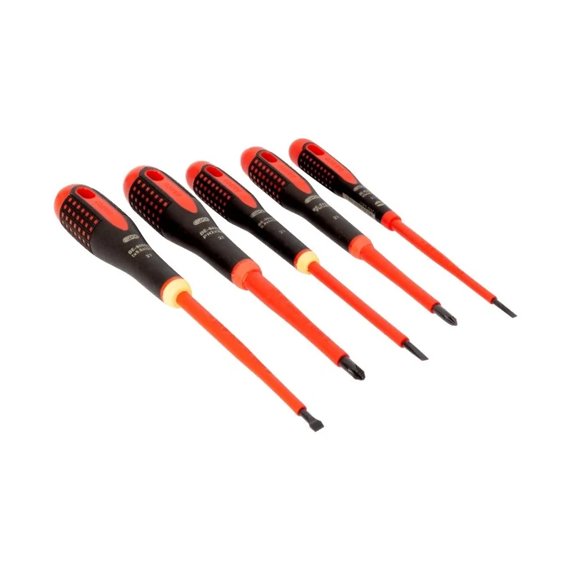 Bahco Insulated Phillips and Slotted Screwdriver Set, Chrome Steel, 5-Piece BE-9881S