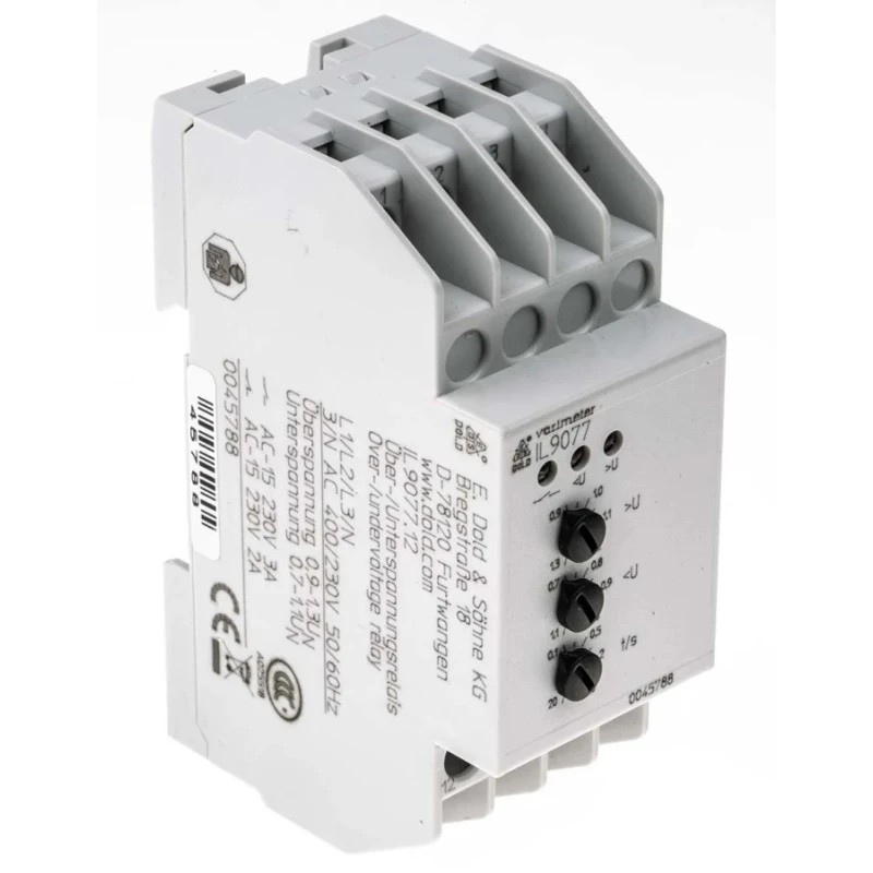 Dold Monitoring Relay 3 Phase DPDT DIN Rail Mount 230V AC 400V AC IL9077.12 3/NAC 400/230V 0.1-20S