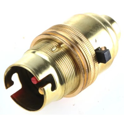 S Lilley & Son GLS Lamp Holder Brass B22 Base Screw Mount Snap-Fit 61mm x 32mm 3413E