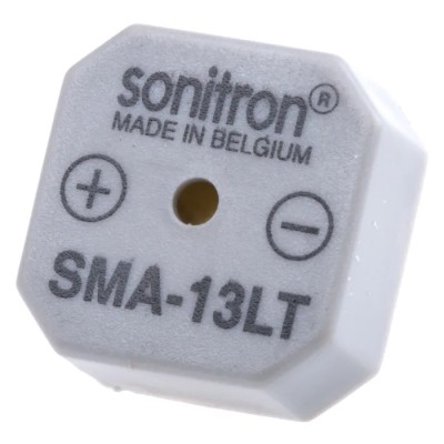 Sonitron 82 dB Through Hole Continuous Internal 6.5 mm Height Buzzer 14 mm Diameter 1.5 V dc Min 15 V dc Max SMA-13LT-P7.5