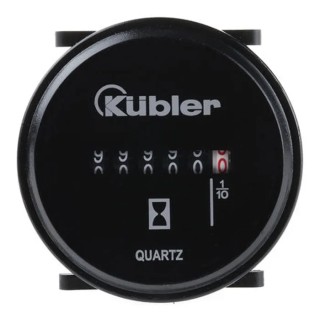 Kubler HR 76.2 Round 6-Digit Hour Meter Counter, Non-Resettable, Tab Connection, 230VAC 0.135.200.302