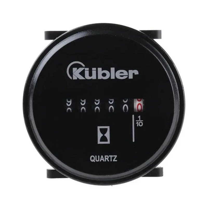 Kubler HR 76.2 Round 6-Digit Hour Meter Counter, Non-Resettable, Tab Connection, 230VAC 0.135.200.302