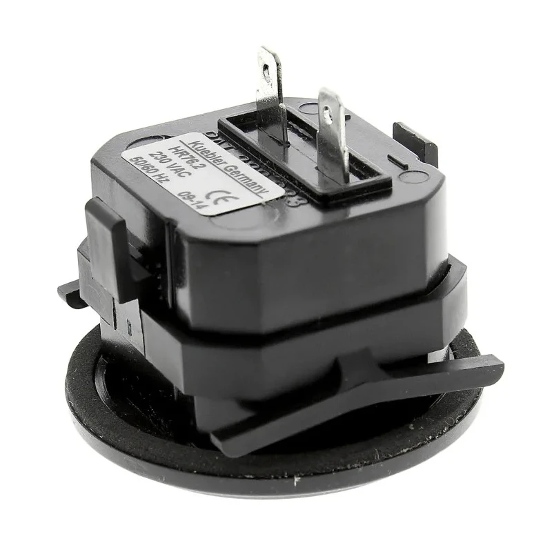 Kubler HR 76.2 Round 6-Digit Hour Meter Counter, Non-Resettable, Tab Connection, 230VAC 0.135.200.302