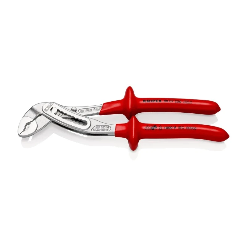 Knipex Alligator® 1-Piece Water Pump Plier 250mm Overall Length, Insulated Handle, VDE/1000V Approved, Chrome 88 07 250