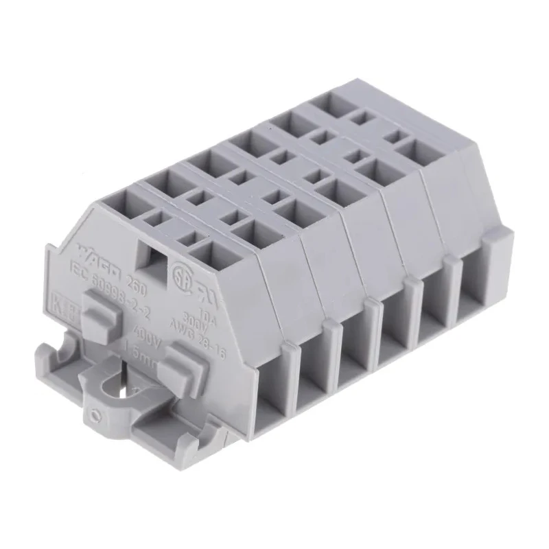 WAGO 260 Series Terminal Strip Grey, 1.5mm² Cable CSA, 1-Level Cage Clamp, 400V, 18A Current Rating 260-106