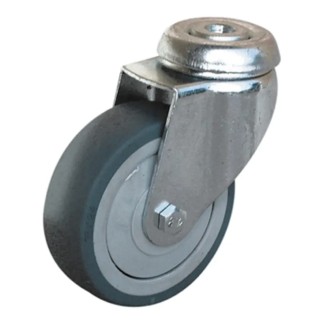 Guitel Hervieu Swivel Castor, 70 kg Load Capacity, 100 mm Rubber Wheel, Pressed Steel Frame, Bright Zinc Plated 313802