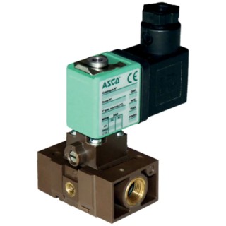 EMERSON ? ASCO Solenoid Valve 3 Port Normally Closed 230V AC M5 Inlet/Outlet Polyphenylene Sulfide Body 10900001.230/50-60