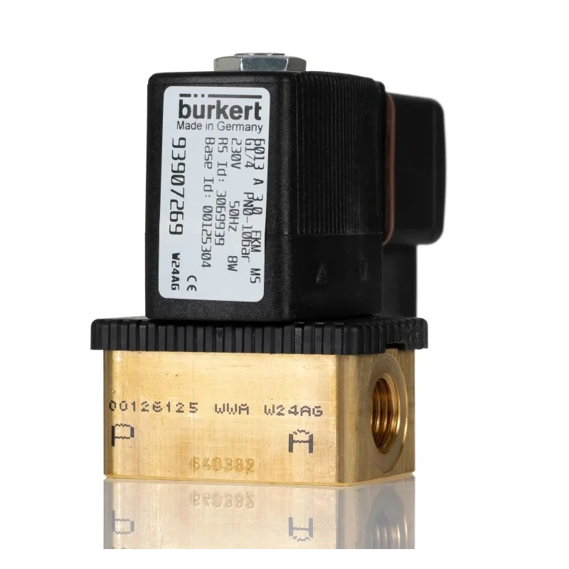 Burkert 2 Port NC Brass Body Solenoid Valve 230V AC, 3 mm Orifice Diameter, Series 6013 125304
