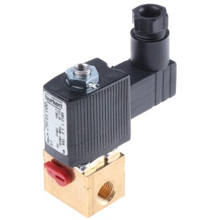 Burkert 2 Port Normally Closed Brass Solenoid Valve 230V AC 3.18 mm Orifice 1.2mm 134162
