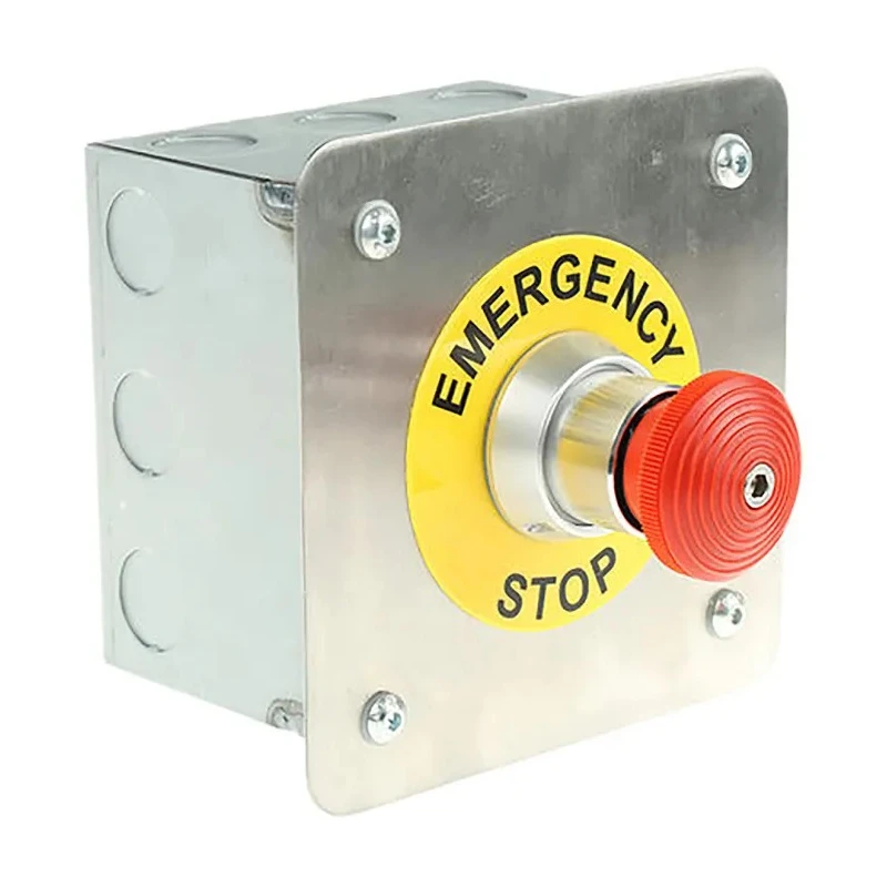 Craig & Derricott Stainless Steel Stay Put Control Station Switch SPDT, 9 Cutouts, Red Emergency Stop, IP65 EMSH/T/F/CO