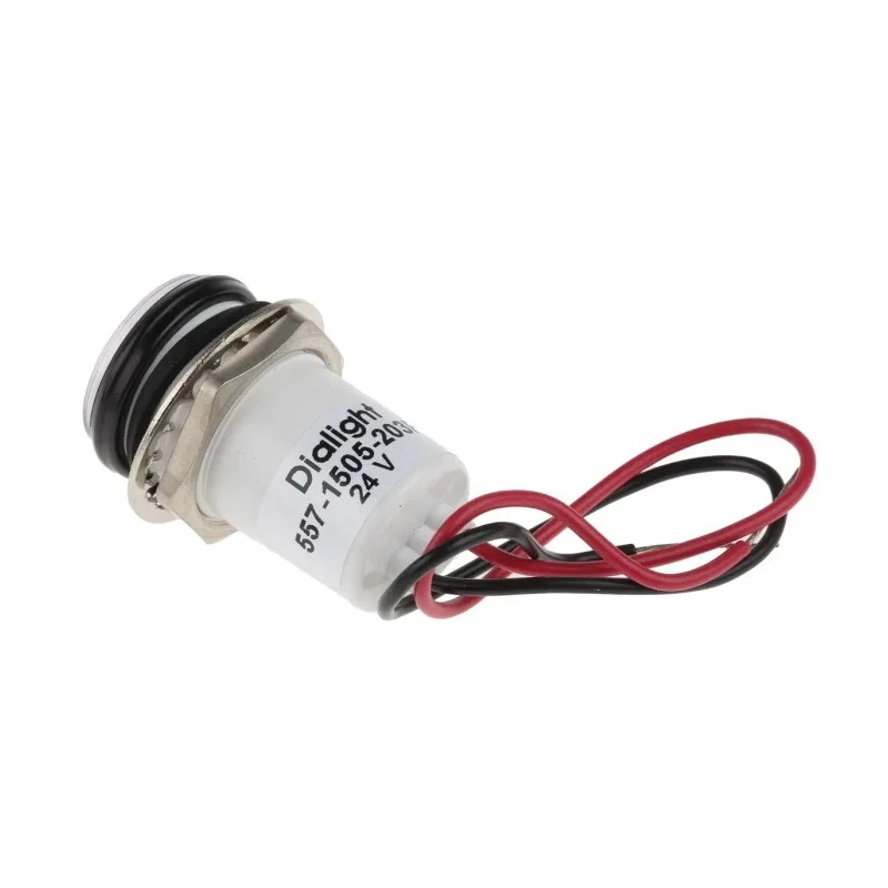 Dialight Red LED Panel Mount Indicator 557 Series 17.5 mm Mount Hole, Lead Wire Termination, 24V DC 557-1505-203F