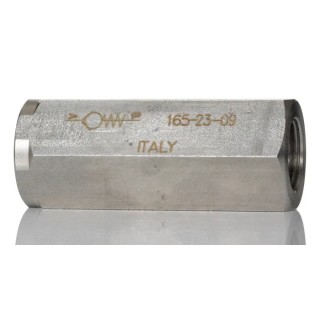Parker RS PRO Stainless Steel Hydraulic Check Valve BSP 1/2 Inch Thread, 65 L/min Flow, 0.35 Bar Cracking Pressure 324-4966