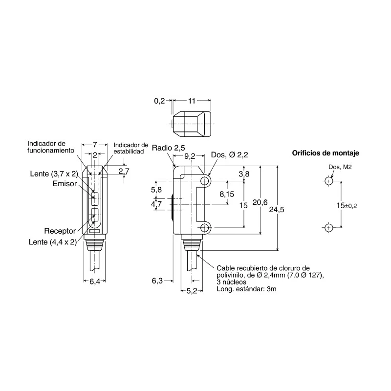 Omron Retroreflective Photoelectric Sensor Block Style 5 mm to 15 mm Detection Range PNP Output IP67 E3T-SL13 2M