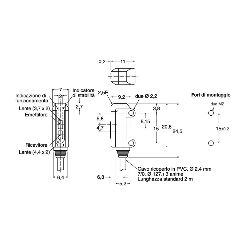 Omron Retroreflective Photoelectric Sensor Block Style 5 mm to 15 mm Detection Range PNP Output IP67 E3T-SL13 2M