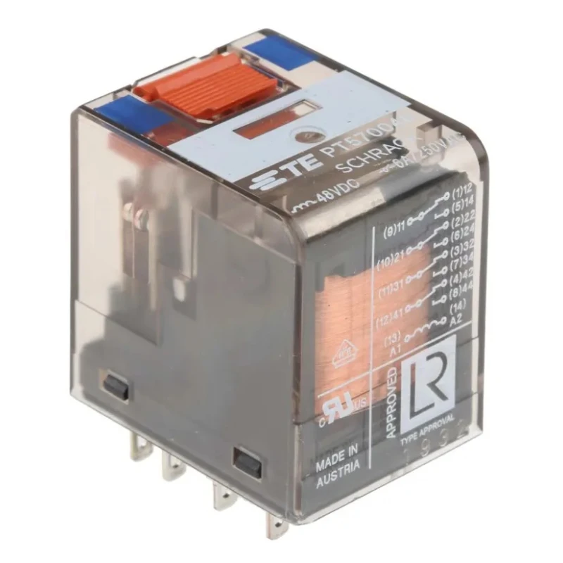 TE Connectivity Power Relay 48V DC Coil, 6A Switching Current, 4PDT PT570048 8-1419111-1