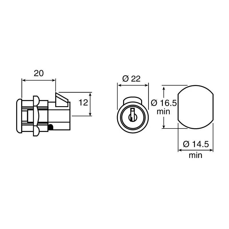 Euro-Locks a Lowe & Fletcher group Company Die Cast Slam Lock, 20 mm Panel-to-Tongue, Chrome Finish 5836002