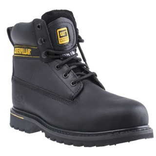 CAT Holton Black Steel Toe Capped Men's Safety Boots, Lace Up Closure, Heat Resistant Sole, Size UK 10 EU 44 P708026