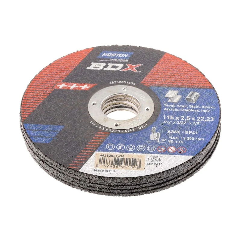 Norton Aluminium Oxide Abrasive Disc Cutting Disc 115 mm Coarse Grade P36 Grit 66252831454