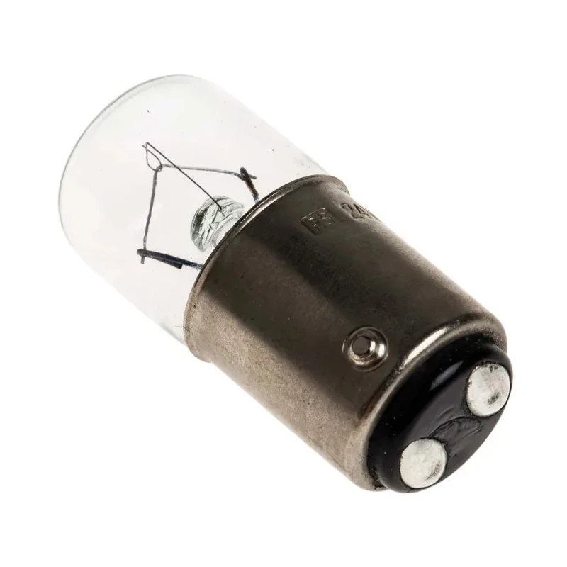 RS PRO Tubular Clear Indicator Light 24V AC 5W 200mA BA15D Base 16mm Diameter 35mm Length 1000h Lifespan BA15D